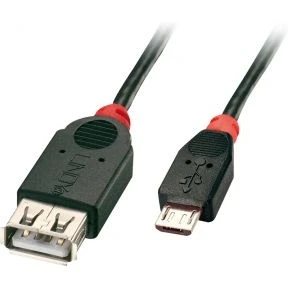 Afbeelding van LINDY USB kabel 2.0 micro B stekker, A bus 0.50 m Zwart Met OTG functie 31935