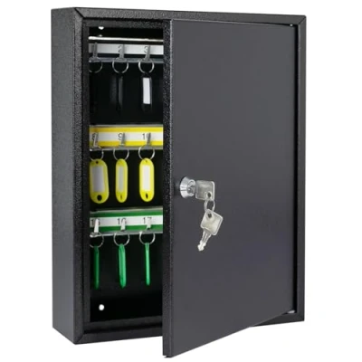 Afbeelding van HMF 13542 07 sleutelkast 42 haken verstelbare haaklijsten, 35,0 x 27,0 8,0 cm, zwart