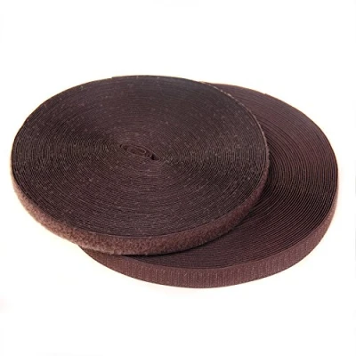 Afbeelding van TUKA 25 meter x 20mm Klittenband Vastnaaien (25 m Haakband &amp; lusband), Extra Sterke Klittenbandsluiting, 20 mm Brede Haak Lus Band, Niet Klevend om op te Naaien, Bruin, TKB5004 brown