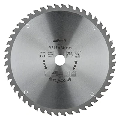 Afbeelding van Wolfcraft 6684000 Hardmetaal cirkelzaagblad 315 x 30 mm Aantal tanden: 48 1 stuk(s)