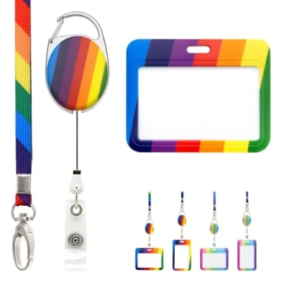 Afbeelding van Regenboog Intrekbare Keycord Set van CKB badgehouder meerkleuren