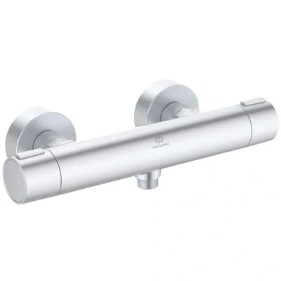 Afbeelding van Ideal standard alu douchekraan thermostatisch zonder omstel met koppelingen hoh 15cm silver bd582si