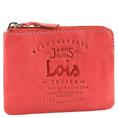 Afbeelding van Lois Porte Monnaie homme Cuir Souple Petit Format Bourse Multi Rangements Anti RFID. Carte Cuir. 11002, Rood