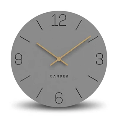 Afbeelding van Cander Berlin MNU 2630 H wandklok MDF geruisloos zonder tikkende geluiden 30 cm analoog woonkamer modern vintage grijs houten wijzer