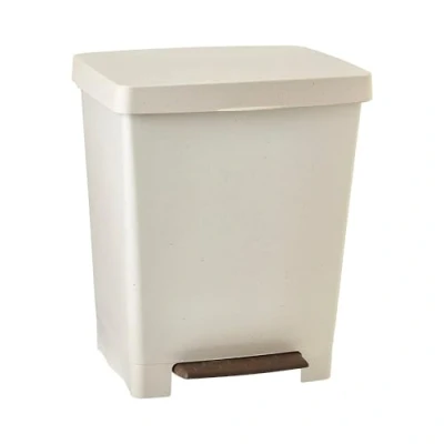 Afbeelding van Vuilnisbak keuken Cubik ECOHOME, 23L inhoud, intrekbaar pedaal, polypropyleen, BPA vrij, 30L vuilniszak, 100% gerecyclede materialen, kleur beige. Afmetingen 33,5 x 30 39 cm