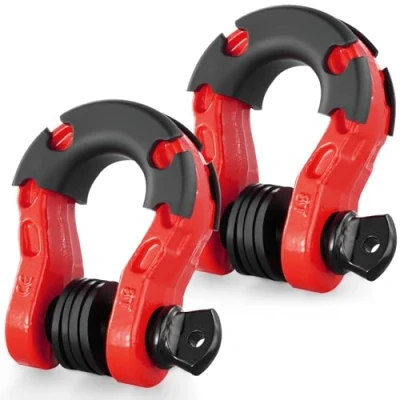 Afbeelding van VEVOR D ringsluiting 8 T, set van 2 stuks schakels gelegeerd staal, 30 T breukvastheid met 22 mm schroefstift, sleepbeugel voor terreinvoertuigen, sleepaccessoires jeeptrucks, rood