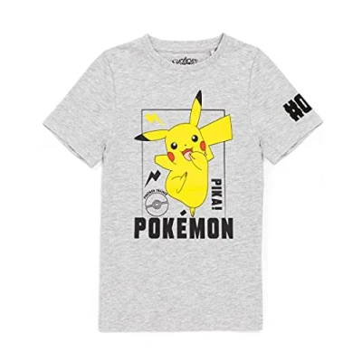 Afbeelding van Pokemon T shirt Jongens Kinderen Pikachu Character Game Gray Short Sleeve Top 7 8 jaar
