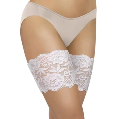 Afbeelding van Sesto Senso elastische kanten legging dijbanden Anti schurende slip Siliconen sexy kant of glad 1 3 stuks White 65 70
