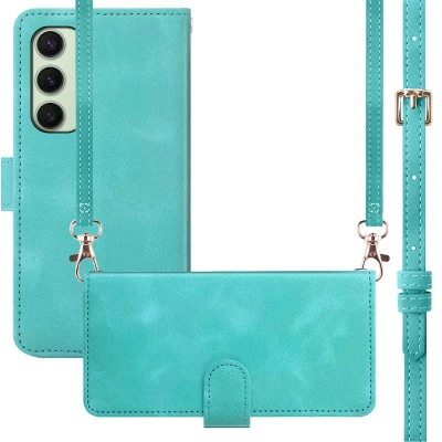 Afbeelding van Samsung Galaxy S24 FE Hoesje Kunstleder imoshion Koordhoesje/Bookcase Turquoise Telefoonhoesje