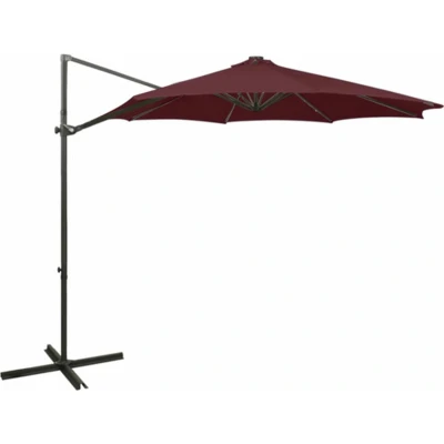 Afbeelding van vidaXL Zweefparasol met paal en LED verlichting 300 cm bordeauxrood