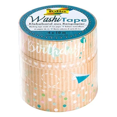 Afbeelding van Folia washi tape kraft party I, pak met 4 stuks