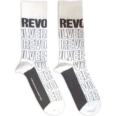 Afbeelding van The Beatles Revolver Text Outlines Repeat Sokken Wit
