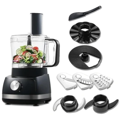 Afbeelding van TopStrong keukenmachine, 800 W, voedselprocessor Chopper, 2 liter, zwart, hakmolen, multifunctionele 3 snelheden en puls, kneedmachine