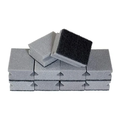 Afbeelding van Sonty 10 stuks potreiniger Premium, spoelspons voor hardnekkig vuil, spons met schuurmiddel, 9 x 7 4 cm zwart/grijs
