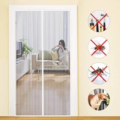 Afbeelding van MYCARBON Vliegengaas voor deur, magnetisch, 65 x 200 cm, insectenbescherming, balkondeur, vliegengordijn, 10 sterker dan normaal vliegengaas, zonder boren, gordijn woonkamer, schuifdeur, terrasdeur, wit