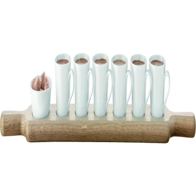 Afbeelding van LSA Paddle Espressoset Met Houten Dienblad Wit Set van 7 Stuks