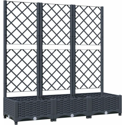 Afbeelding van vidaXL Plantenbak met latwerk 120x40x121,5 cm polypropeen donkergrijs
