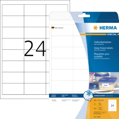 Afbeelding van Etiket HERMA 4389 66x33.8mm diepvries wit 600stuks