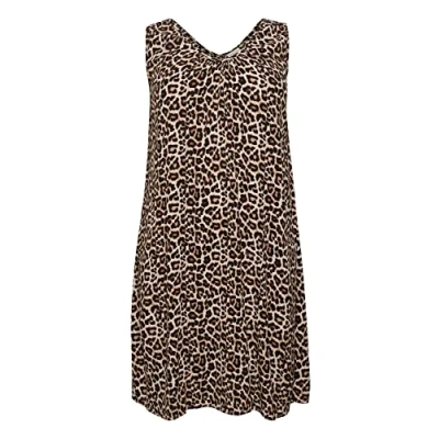 Afbeelding van Kaffe Curve ISMA AMI SL Jurk, Dames, Maat: 48, Feather gray leo print