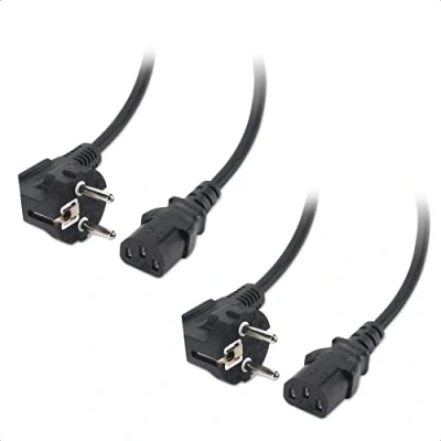 Afbeelding van Cable Matters 2 pack 3 polig netsnoer 2m, C13 voedingskabel (IEC voedingskabel), tv voedingskabel, computervoedingskabel (CEE 7/7 naar IEC C13)