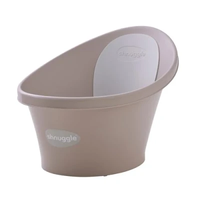 Afbeelding van Shnuggle Babybadje voor pasgeborenen Ingebouwde steunbult en zachte rugleuning Geschikt Badstoelsteun Inclusief Plug Taupe