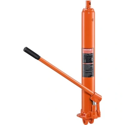 Afbeelding van VEVOR hydraulische lange ram krik, 3 ton motorhefcilinder met enkele zuigerpomp en platte basis, autoflessenkrik voor motorhefbruggen, garage /winkelkranen, boerderij enz.