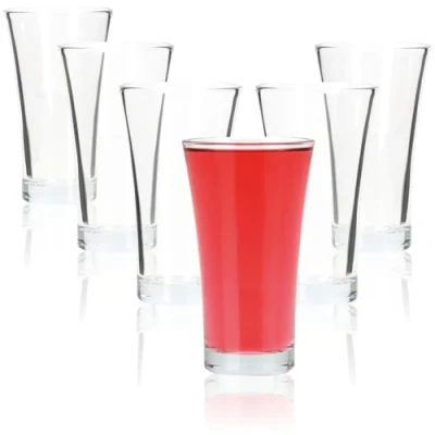 Afbeelding van COM FOUR® 6x borrelglaasjes voor shots en sterke drank 80 ml robuust herbruikbaar, vaatwasmachinebestendig elegante conische vorm (helder ml)