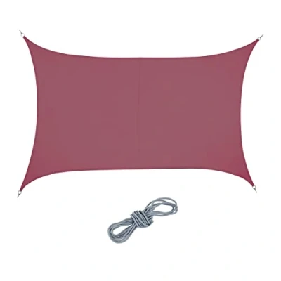 Afbeelding van Relaxdays schaduwdoek PES rechthoekig zonwering concaaf zonnezeil wijnrood 3 x 4 m