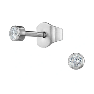 Afbeelding van Traveller Oorbellen Heren Edelstaal Zilverkleurig Zirkonia Made in Germany ø 2 mm Duurzaam 171012