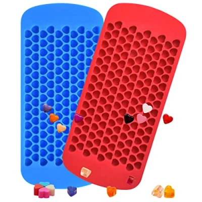 Afbeelding van NATUCE 2 stuks ijsblokjesbakjes 150 roosters mini siliconen hartvormige ijsblokjesvormen, BPA vrij en gemakkelijk los te maken ijsvormen voor whisky, cocktail, melk, sap, chocolade