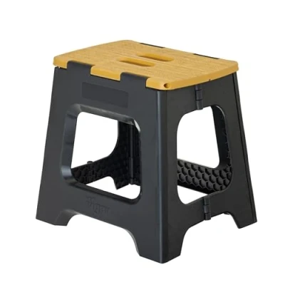 Afbeelding van Vigar Compacte klapkruk, kruk van 32 cm voor volwassenen tot 150 kg, lichte kruk, inklapbare anti slip zwart bamboe