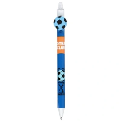Afbeelding van Voetbal pen UITWISBAAR MET GUM, automatisch uitwisbaar, blauwe inkt 0,7 mm