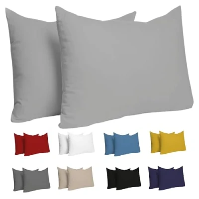 Afbeelding van Dreamzie Kussenslopen (Set van 2) Voor Kussens 40 x 60 cm Grijs Katoen 100% Jersey Kussensloop 2 Pak Beddengoed Dubbel Bed Kussenbeschermer Bestendig en Hypoallergeen
