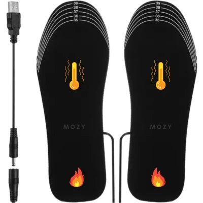 Afbeelding van MOZY® Verwarmde Zolen Maat 35 40 Zwart USB Oplaadbaar Inlegzolen Schoenverwarming Voetverwarming Elektrische