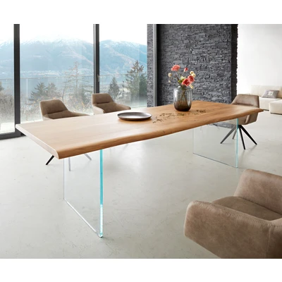 Afbeelding van Eetkamertafel Edge acacia natuur 260x100 glas Live