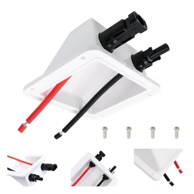 Afbeelding van SayHome Dakdoorvoer, ABS, dubbele kabeldoorvoer met 0,33 ft 10 AWG zonnekabel, dakdoorvoer op zonne energie, IP68 UV bestendigheid, voor camper, boot, caravan, marine