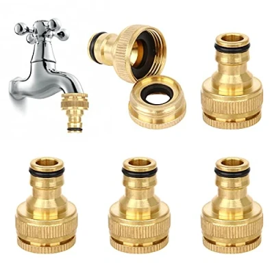 Afbeelding van Jubaopen 5 delige messing connector voor Uitschuifbare waterslangen wateradapters Fittingen 1/2 3/4 dubbele tuinkraan met rubberen ringen 4 * 2,9 1,6 cm
