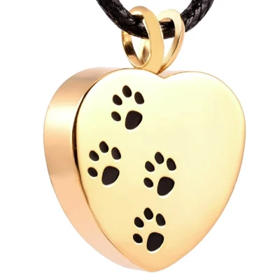 Afbeelding van Fako Bijoux® Ketting Ashanger / Assieraad Hartje Met Pootjes Staal Goudkleurig