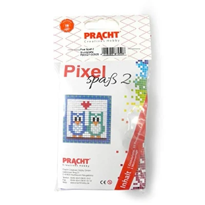 Afbeelding van Pracht Creatives Hobby Pixel P90027 00505 Leuke knutselset uilen, voor kinderen, kleine pixelafbeelding op bodemplaat, eenvoudig insteeksysteem met steentjes van bioplastic, zonder strijken en lijmen
