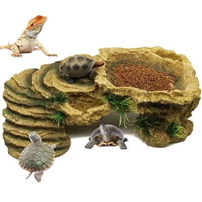 Afbeelding van Schildpad Basking Platform Grote Hars Grot Gat Reptiel Rustend Terras Shelter Habitat voor Bebaarde Draak Hagedissen, Vis Amfibieën