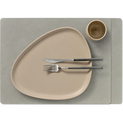 Afbeelding van LIND DNA Placemat/Onderleggers Nupo Leer Lichtgrijs 45 x 35 cm 2 Stuks