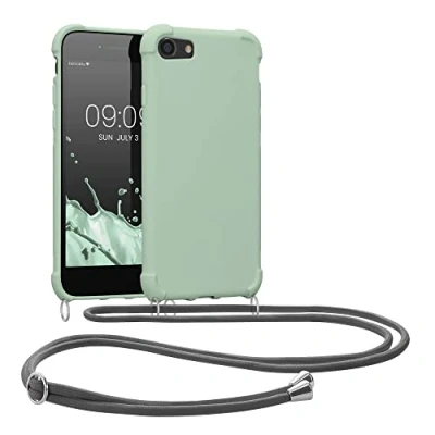 Afbeelding van kwmobile telefoonhoesjegeschikt voor Apple iPhone SE (2022) / (2020) 8 7 Hoesje van siliconen met telefoonkoord In grijsgroen