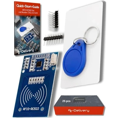 Afbeelding van AZDelivery 25 x RFID Kit RC522 met Reader, Chip en Card 13.56MHz SPI compatibel Arduino Raspberry Pi
