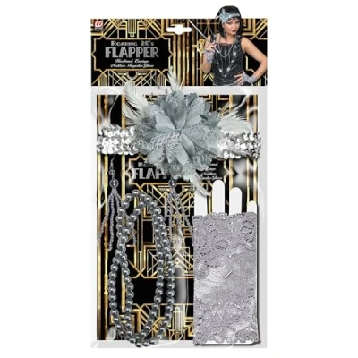 Afbeelding van Widmann Jaren 20 Danseressen Kostuum Roaring 20s Flapper Set Zilver Carnavalskleding Verkleedkleding