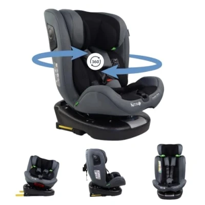 Afbeelding van Mobiclinic Pandafix Autokinderzitje 360 draaibaar Liggend 40 150 cm 0 12 jaar Top Tether Verstelbaar Zwart