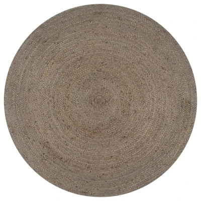 Afbeelding van Vloerkleed handgemaakt rond 150 cm jute grijs