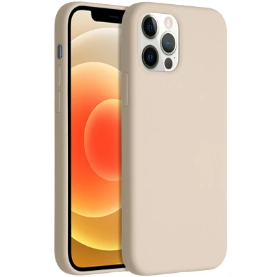Afbeelding van Apple iPhone 12 Pro Hoesje Siliconen en TPU (zacht) Accezz Softcase/Backcover Beige Telefoonhoesje