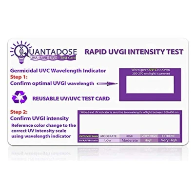 Afbeelding van 2e generatie QuantaDose® herbruikbare UVC lichttestkaart met UV intensiteitsstrip Gevoelig voor UVA/UVB/UVC licht