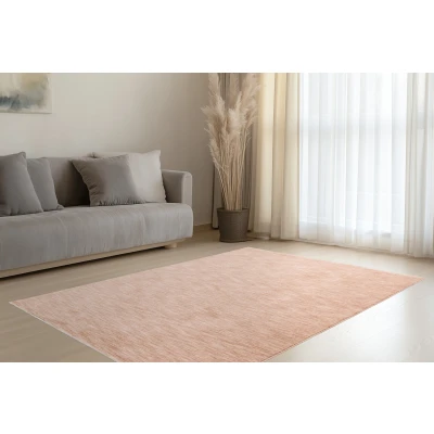 Afbeelding van Pandora Soft Effen Vloerkleed Laagpolig, 100% Polyester, Touch, Franjes Perzik Oranje 80x150 cm Rechthoek Polyester Tapijtenloods