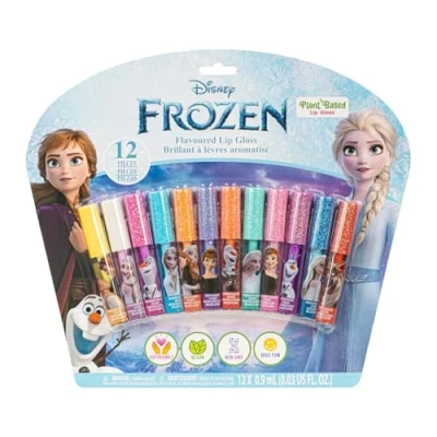 Afbeelding van Disney Frozen 12 delige plantgebasserde lipgloss, meidenfeesten, eerste make up set voor meisjes, perfect feestjes, logeerpartijen, en verjaardagscadeaus, leeftijd 3+, van Townley Girl